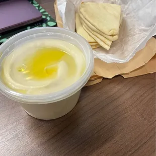 Fresh hummus with warm pita - carry out