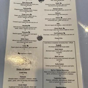 Menu (2022 updated menu)