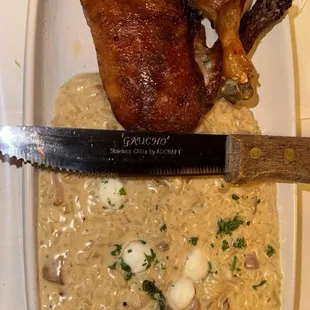 Roast duck and wine risotto!