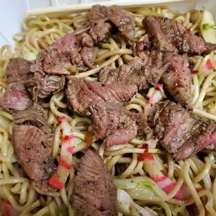 Steak and saimin plate