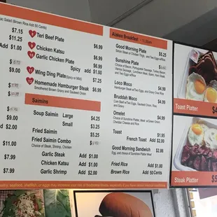 sushi and sashimi, menu