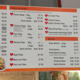 menu