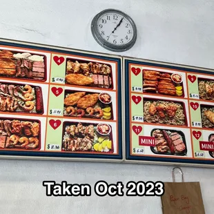Menu as of Oct 2023