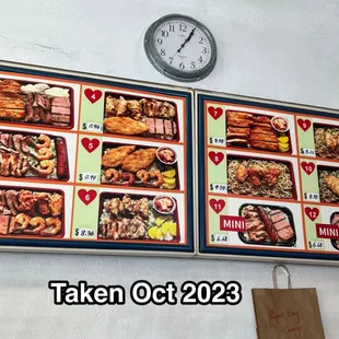 Menu as of Oct 2023