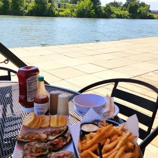 a table with food and drink