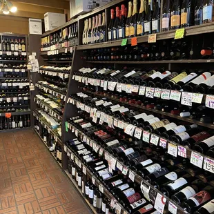 rows of wine bottles