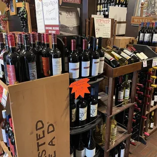 a display of wine bottles