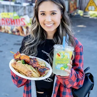 BBQ Chicken Skewer and Lemonade