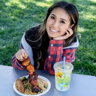 BBQ Chicken Skewer and Lemonade