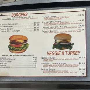 Menu as of August 2024