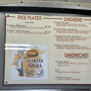 Menu as of August 2024