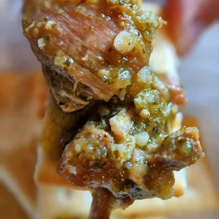 Chicken Chili Verde (on crackers)