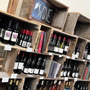 shelves of wine