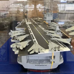 It was hard to get a good shot of the USS Enterprise model due to the glare on the case.  The USS Enterprise used to be based at Alameda.