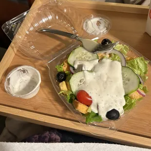 Small garden salad with Italian dressing