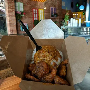 Little man's garlic shrimp rice! So bomb!