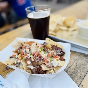 Brisket Nachos and Stout