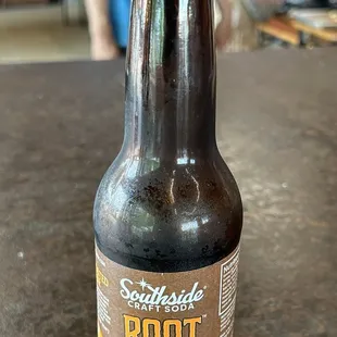 Great local root beer served ice cold.