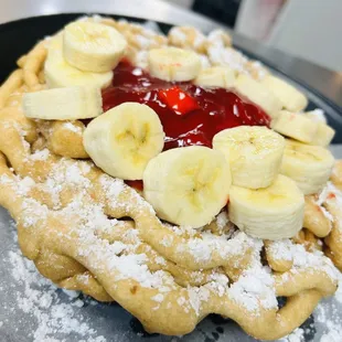 Banana &amp; Strawberry Funnel Cake