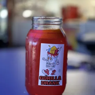 a jar of hot sauce
