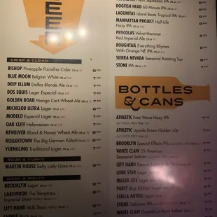 Beer Menu