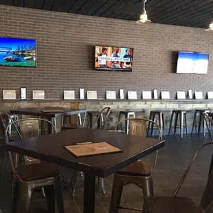 Additional bar seating on the wall