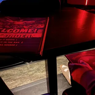 Light was broken on front part of table (two sets of lights on table, front and back)