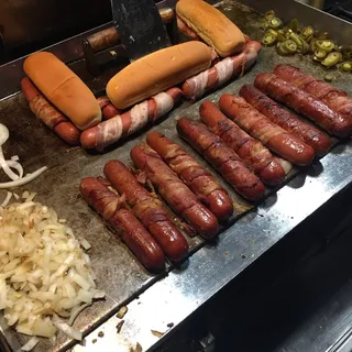 Kosher Hot Dog Wrapped in Bacon