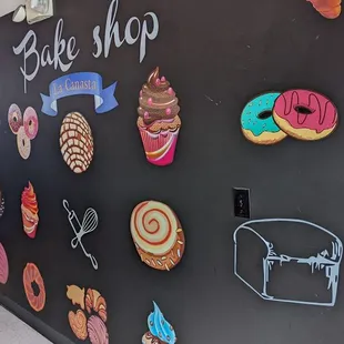a blackboard with donuts on it
