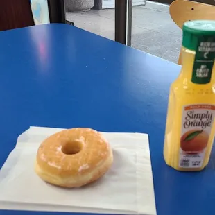 Glazed Donut and Orange Juice