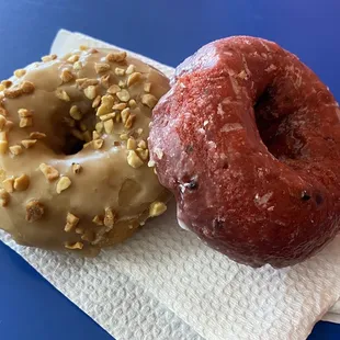 Maple Nut and Red Velvet Donuts