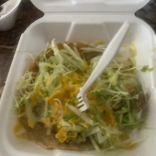  taco in a styrofoam container