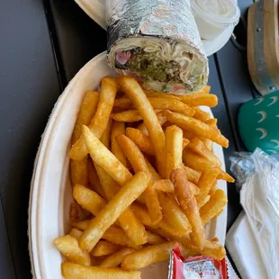 Falafel Pita and French Fries