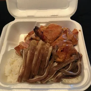 Roast Duck and Pig Ear on Rice