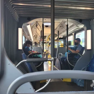 Inside of the long extended bus