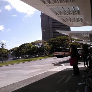 Watching the loaded buses take people home at the end of the work day.