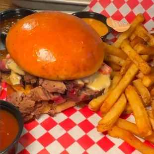 Brisket smoked queso sandwich