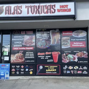 Front window is bright and eye catching . You can see clearly outside when in the restaurant