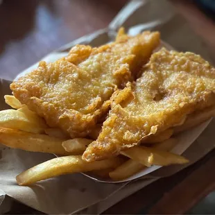 Two fish with chips