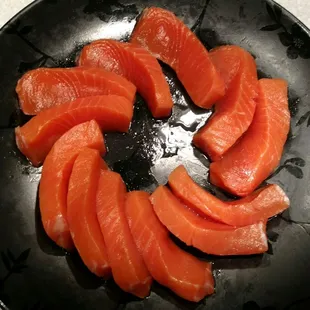 First time making sashimi! Used a half pound of their king salmon.