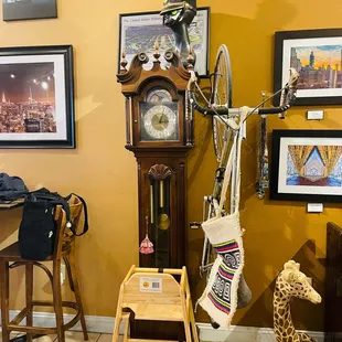 Grandfather clock and bike
