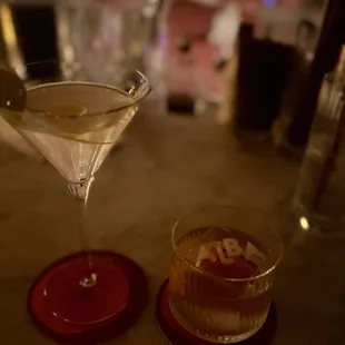 Dirty martini and Rosa in Bianco