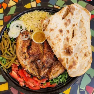 Grilled fish platter with naan - $24