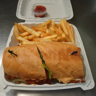 a sandwich and french fries