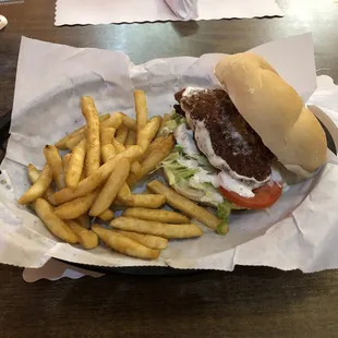 Fried chicken sandwich special. With fries.