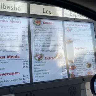 Drive thru menu