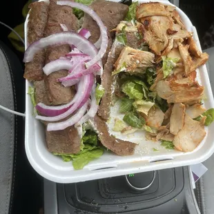 Combination Chicken Shawarma and Combination Chicken &amp; Gyros Salad