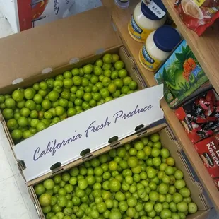 Green plums.