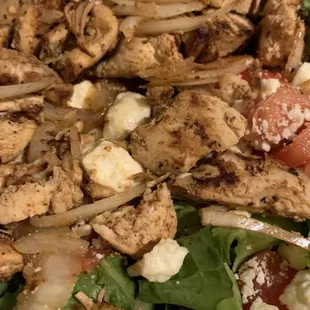 ACCOMMODATING: Instead of Cajun Sub. Ordered toss salad, added 'THEIR' Cajun Chicken!! AND some Fettah! So, So Good.......