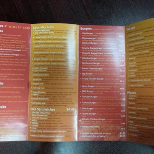 Menu photo